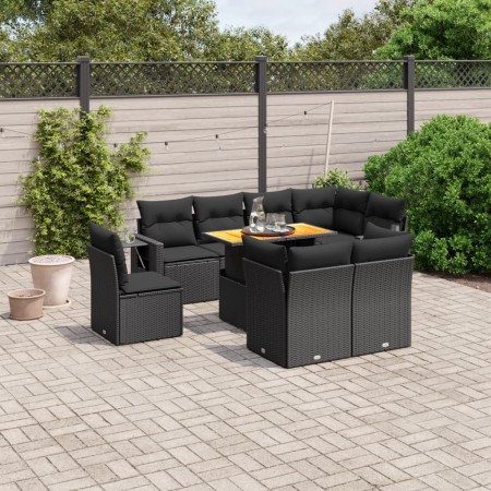 Set de sofás de jardín 8 piezas y cojines ratán sintético negro de , Conjuntos de jardín - Ref: Foro24-3271846, Precio: 640,3...