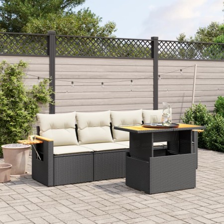 Set de muebles de jardín 5 pzas y cojines ratán sintético negro de , Conjuntos de jardín - Ref: Foro24-3271630, Precio: 332,6...
