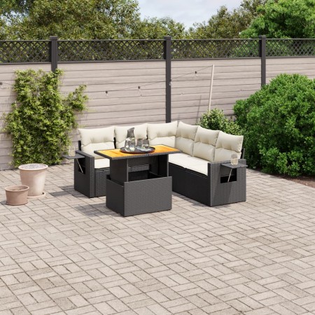 Set de sofás de jardín 6 piezas y cojines ratán sintético negro de , Conjuntos de jardín - Ref: Foro24-3271749, Precio: 402,9...
