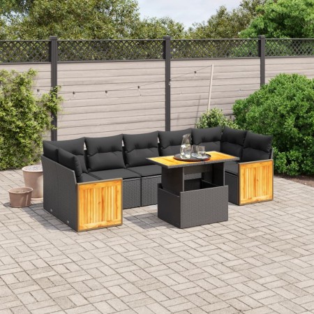 Set de sofás de jardín 8 piezas y cojines ratán sintético negro de , Conjuntos de jardín - Ref: Foro24-3273869, Precio: 562,5...