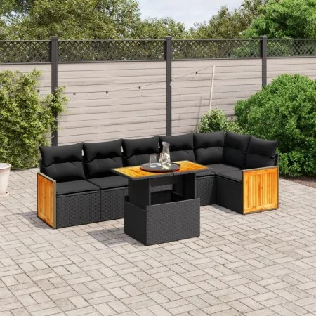 7-piece garden dining set and black synthetic rattan cushions by , Garden sets - Ref: Foro24-3273967, Price: 488,96 €, Discou...