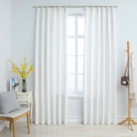 Cortinas opacas con ganchos 2 piezas blanco crudo 140x225 cm de vidaXL, Cortinas y visillos - Ref: Foro24-134486, Precio: 38,...
