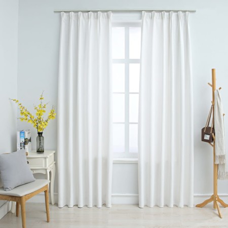 Cortinas opacas con ganchos 2 piezas blanco crudo 140x225 cm de vidaXL, Cortinas y visillos - Ref: Foro24-134486, Precio: 38,...