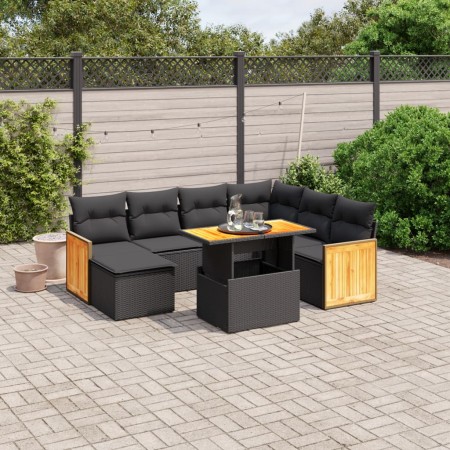 Set de sofás de jardín 8 piezas y cojines ratán sintético negro de , Conjuntos de jardín - Ref: Foro24-3274072, Precio: 519,5...
