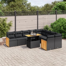 Set de sofás de jardín 10 pzas cojines ratán sintético negro de , Conjuntos de jardín - Ref: Foro24-3274114, Precio: 653,90 €...