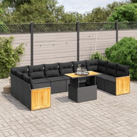Set de sofás de jardín 11 pzas y cojines ratán sintético negro de , Conjuntos de jardín - Ref: Foro24-3274128, Precio: 725,89...