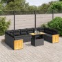 Set de sofás de jardín 11 pzas y cojines ratán sintético negro de , Conjuntos de jardín - Ref: Foro24-3274128, Precio: 725,89...
