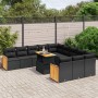 Set de sofás de jardín 11 pzas y cojines ratán sintético negro de , Conjuntos de jardín - Ref: Foro24-3274142, Precio: 725,89...