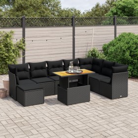 Set de sofás de jardín 8 piezas y cojines ratán sintético negro de , Conjuntos de jardín - Ref: Foro24-3275512, Precio: 593,0...