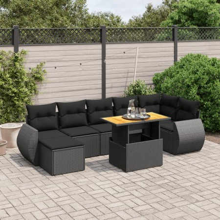 Set de sofás de jardín 8 piezas y cojines ratán sintético negro de , Conjuntos de jardín - Ref: Foro24-3275820, Precio: 548,8...
