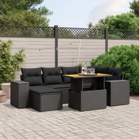 7-piece garden dining set and black synthetic rattan cushions by , Garden sets - Ref: Foro24-3275925, Price: 528,60 €, Discou...