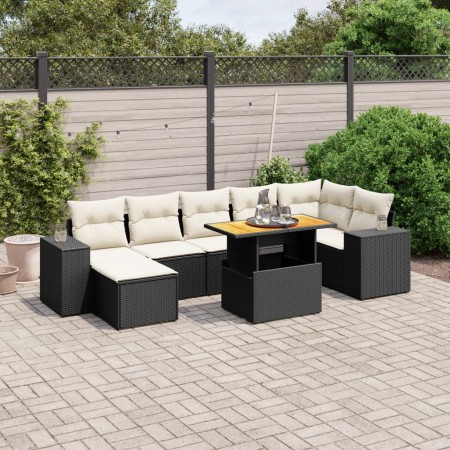 Set de sofás de jardín 8 piezas y cojines ratán sintético negro de , Conjuntos de jardín - Ref: Foro24-3275933, Precio: 490,2...