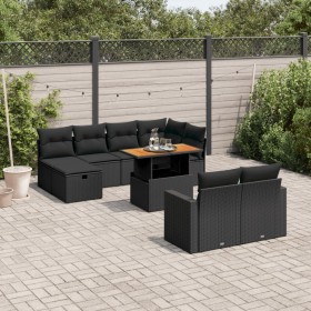 Set de sofás de jardín 11 pzas y cojines ratán sintético negro de , Conjuntos de jardín - Ref: Foro24-3276511, Precio: 654,07...