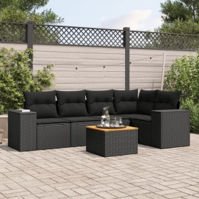 Set de sofás de jardín 6 piezas y cojines ratán sintético negro de , Conjuntos de jardín - Ref: Foro24-3257763, Precio: 411,6...