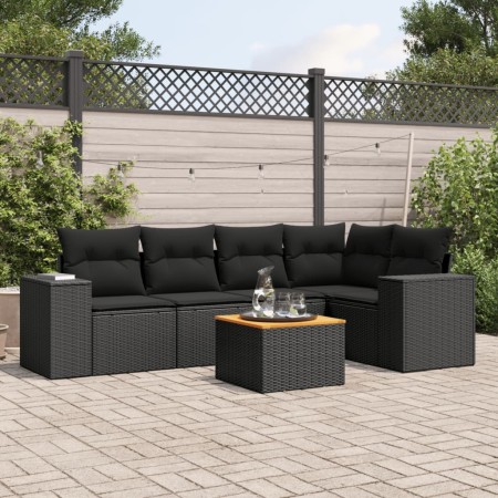 Set de sofás de jardín 6 piezas y cojines ratán sintético negro de , Conjuntos de jardín - Ref: Foro24-3257763, Precio: 411,6...