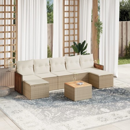Juego de sofás de jardín con cojines beige 8 pzas ratán PE de , Conjuntos de jardín - Ref: Foro24-3227920, Precio: 430,14 €, ...