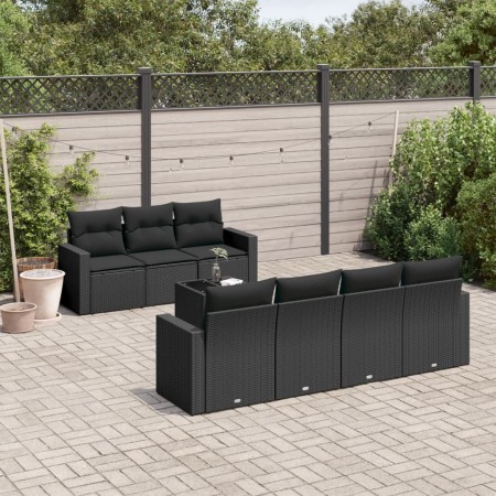 Set de sofás de jardín 8 piezas y cojines ratán sintético negro de , Conjuntos de jardín - Ref: Foro24-3218715, Precio: 502,1...