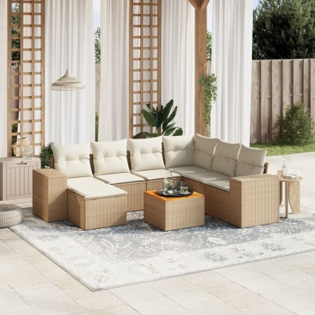 Juego de sofás de jardín con cojines beige 8 pzas ratán PE de , Conjuntos de jardín - Ref: Foro24-3257892, Precio: 545,07 €, ...