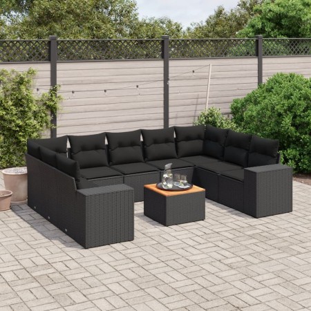Set de sofás de jardín 10 pzas cojines ratán sintético negro de , Conjuntos de jardín - Ref: Foro24-3257917, Precio: 664,60 €...