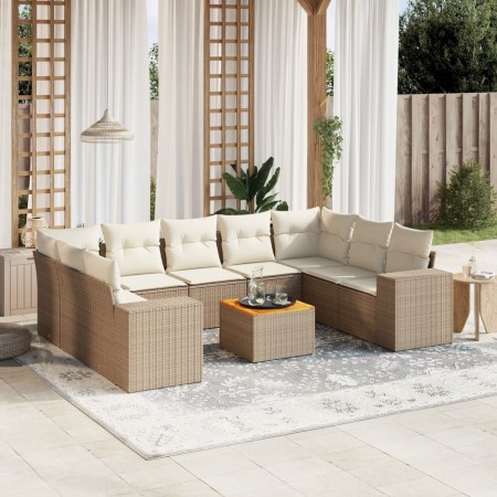 Juego de sofás jardín con cojines beige 10 pzas ratán sintético de , Conjuntos de jardín - Ref: Foro24-3257920, Precio: 730,7...