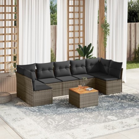 Set de sofás de jardín 8 pzas y cojines ratán sintético gris de , Conjuntos de jardín - Ref: Foro24-3255906, Precio: 453,48 €...