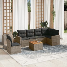 Set de sofás de jardín 7 piezas con cojines ratán PE gris de , Conjuntos de jardín - Ref: Foro24-3256480, Precio: 438,90 €, D...