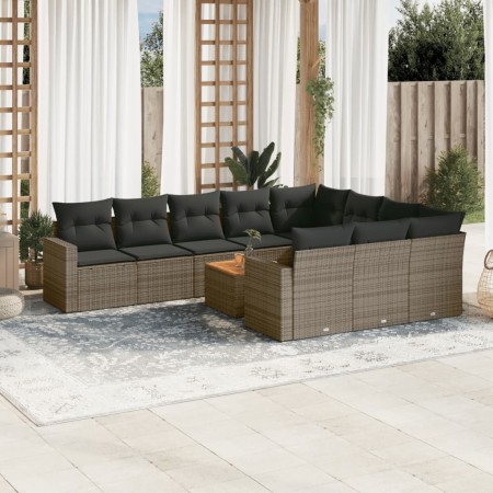 Set de sofás de jardín 11 pzas y cojines ratán sintético gris de , Conjuntos de jardín - Ref: Foro24-3256634, Precio: 629,24 ...