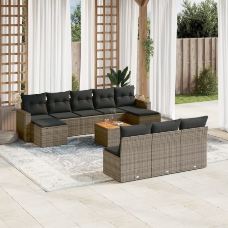 Set de sofás de jardín 11 pzas y cojines ratán sintético gris de , Conjuntos de jardín - Ref: Foro24-3256662, Precio: 586,43 ...