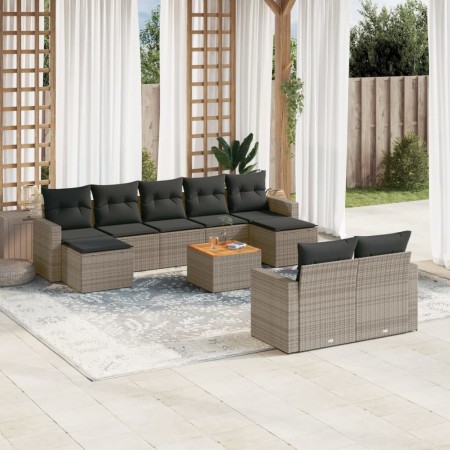 Set de sofás de jardín 10 pzas con cojines ratán sintético gris de , Conjuntos de jardín - Ref: Foro24-3256669, Precio: 595,8...