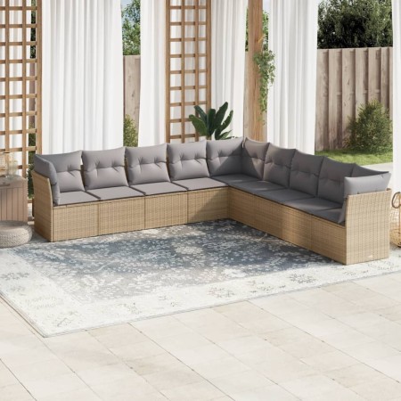 Set de sofás de jardín 9 pzas con cojines ratán sintético beige en Conjuntos de jardín | Comprar online en Foru.es