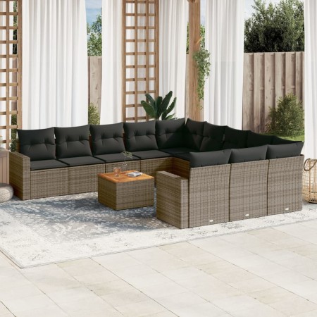 Set de sofás de jardín 12 pzas con cojines ratán sintético gris de , Conjuntos de jardín - Ref: Foro24-3256683, Precio: 751,9...