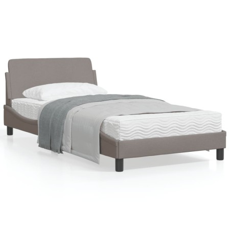 Estructura de cama con cabecero de tela gris taupe 100x200 cm de , Camas y somieres - Ref: Foro24-373129, Precio: 116,00 €, D...
