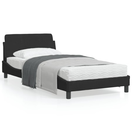 Estructura de cama con cabecero de terciopelo negro 100x200 cm de , Camas y somieres - Ref: Foro24-373134, Precio: 95,30 €, D...