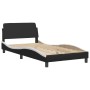 Estructura de cama con cabecero cuero sintético negro y blanco de , Camas y somieres - Ref: Foro24-373143, Precio: 91,55 €, D...