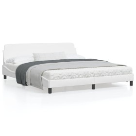 Estructura de cama cabecero cuero sintético blanco 180x200 cm de , Camas y somieres - Ref: Foro24-373239, Precio: 197,27 €, D...