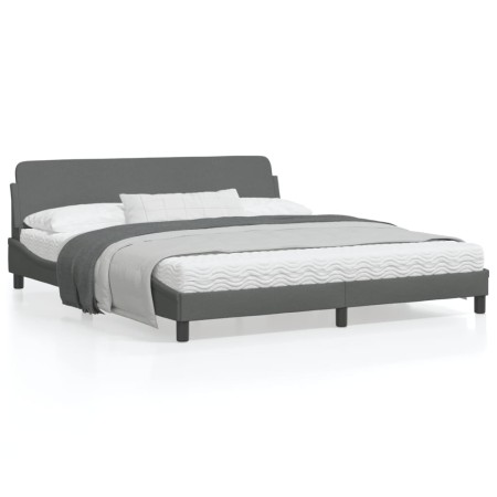 Estructura de cama con cabecero tela gris oscuro 180x200 cm de , Camas y somieres - Ref: Foro24-373226, Precio: 207,27 €, Des...