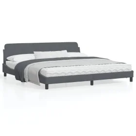 Dark gray velvet bed frame with headboard 200x200 cm by , Beds and slatted bases - Ref: Foro24-373253, Price: 174,05 €, Disco...