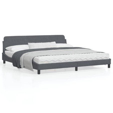 Estructura cama con cabecero terciopelo gris oscuro 200x200 cm de , Camas y somieres - Ref: Foro24-373253, Precio: 176,27 €, ...