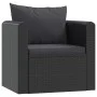 Sillón con cojines de ratán sintético negro de vidaXL, Sofás modulares de exterior - Ref: Foro24-46555, Precio: 99,79 €, Desc...