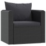 Sillón con cojines de ratán sintético negro de vidaXL, Sofás modulares de exterior - Ref: Foro24-46555, Precio: 175,63 €, Des...
