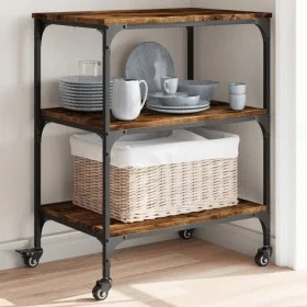 Smoked oak engineered wood kitchen cart 60x41x76 cm by , Kitchen and dining carts - Ref: Foro24-842303, Price: 60,50 €, Disco...