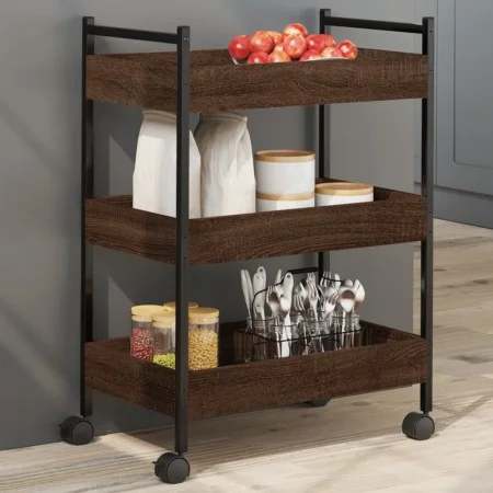 Oak brown engineered wood kitchen cart 50x30x70 cm by , Kitchen and dining carts - Ref: Foro24-842360, Price: 49,79 €, Discou...