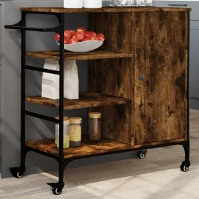 Carrito de cocina de madera roble ahumado 87,5x38,5x84,5 cm de , Carros de cocina y comedor - Ref: Foro24-842388, Precio: 100...