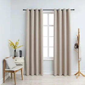 Blackout curtains with metal rings 2 pieces beige 140x175 cm by vidaXL, Curtains and curtains - Ref: Foro24-134442, Price: 32...