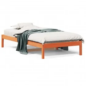 Wax brown solid pine wood sofa bed 90x200 cm by , Beds and slatted bases - Ref: Foro24-844405, Price: 62,56 €, Discount: %