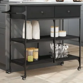 Carrito de cocina de madera de ingeniería negro 105x42x95 cm de , Carros de cocina y comedor - Ref: Foro24-842376, Precio: 14...
