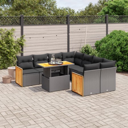 Set de sofás de jardín 8 piezas y cojines ratán sintético negro de , Conjuntos de jardín - Ref: Foro24-3273883, Precio: 596,7...