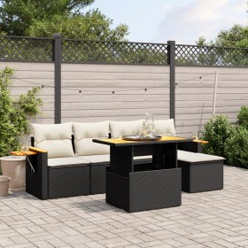 Set de sofás de jardín 6 piezas y cojines ratán sintético negro de , Conjuntos de jardín - Ref: Foro24-3271728, Precio: 366,5...