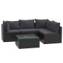 Set muebles de jardín 5 piezas y cojines ratán sintético negro de vidaXL, Sofás modulares de exterior - Ref: Foro24-46554, Pr...