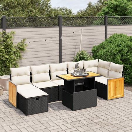 Set de sofás de jardín 8 piezas y cojines ratán sintético negro de , Conjuntos de jardín - Ref: Foro24-3276255, Precio: 483,9...